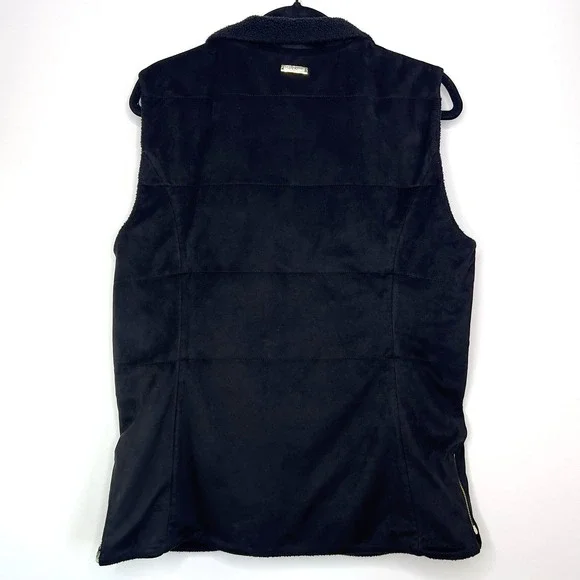 Lilly Pulitzer Brooklee Reversible Sherpa Vest‎ Black Faux Suede Size XL EUC - Picture 7 of 16